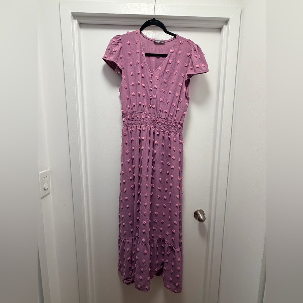 Elegant Pink Textured Women's Dress
